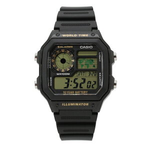 �ySALE�zCASIO �J�V�I�r���v ���v AE-1200WH-1B �����Y ���[���h�g���x���[ �f�W�^�� �N�I�[�c ���� �u���b�N�v���[���g �M�t�g 1�N�ۏ� �������� �y�l�R�|�X�����EBOX�Ȃ��z
