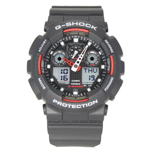 CASIO カシオ G-SHOCK ジーショック Gショック 腕時計 時計 メンズ アナログ デジタル アナデジ ビッグフェイス 防水 カジュアル アウトドア スポーツ ブラック 黒 レッド 赤 GA-100-1A4 プレゼント