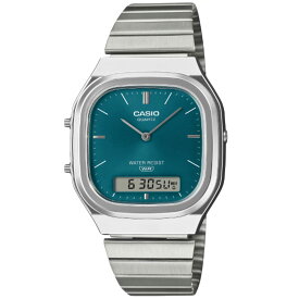 CASIO CLASSIC AQ-240E-3A アナデジ クオーツ カシオ　クラシック　シルバー　ブルーグリーン ユニセックス腕時計 プレゼント ギフト 1年保証 送料無料 【ネコポス発送・BOXなし】