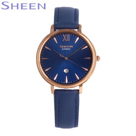 CASIO カシオ SHEEN シーン腕時計 時計 レディース クオーツ サファイヤ レザー ネイビー ピンクゴールド SHE-4534PGL-2Aプレゼント ギフト 1年保証 送料無料 母の日