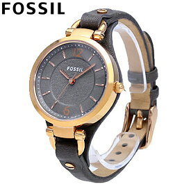 【訳あり】【アウトレット】FOSSIL フォッシル 腕時計 時計 レディース 女性 アナログ クオーツ 電池 3針 シンプル GEORGIA ジョージア カジュアル ビジネス 仕事 就活 防水 レザー 革 ブラック 黒 ベルトパット ローズゴールド ES3077 ギフト 1年保証 送料無料