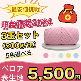【クーポンで45％OFF】＼ 明色福袋 2023 毛糸 色選べる ／チャンキーニット ベロア表生地 毛糸 500g 3玉セット 幅3CM 極太 もこもこバッグ 手編み ベチャンキーヤーン ベロア 綿糸 指編み おしゃれ マンドゥバッグ ブランケット 子供用ベッド ペットハウス プレゼント