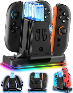 Switch 1/2 Switch2 Switch1 Joy-Con Pro �R���g���[���[ �[�d �X�^���h 3WAY�[�d�\ �X�C�b�` 2 �W���C�R�� �v���R�� �[�d�z���_�[ LED�C���W�P�[�^�[��RGB���C�g�t�� �ȃX�y�[�X�[�d �[�d�� �R���g���[