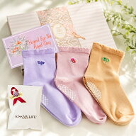 しめつけない 靴下 レディース ゆったり 防臭抗菌 むくみ 下肢のむくみ 刺繍入り滑り止めつきソックス 3…