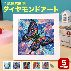 ダイヤモンドアート 初心者 四角 キット 猫 刺繍 ビーズ ネコ 犬 蝶 イルカ 額縁 ボケ防止 イヌ 5D 子供 フレーム付き セット 送料無料 メイキングトイ 知育 キラキラ キッズ 男の子 プレゼント ギフト 誕生日 クリスマス