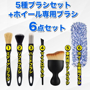 洗車ブラシ 傷つかない 6種類 6本セット 車 クリーニングブラシ 筆 柔らかい ディテールブラシ ホイール ボディ用 バイク 車内 車外 大掃除 ギフト 洗車グッズ 隙間 ソフト ロング トラック