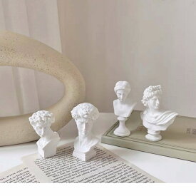 インテリア雑貨 オブジェ 4体セット 石像風 彫刻 モチーフ ミニ オブジェ 韓国 小物