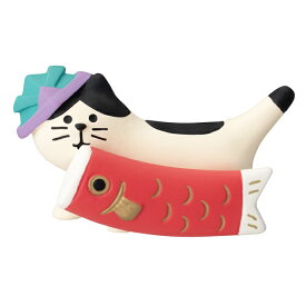 鯉運びにゃんこ 鯉運びわんこ（220-19）五月飾り 端午の節句 犬 猫 ハチワレ 飾り玄関 デスク 机 家 事務所 店舗 可愛い 子供の日 小さめ コンコンブル デコレ concombre DECOLE（1）