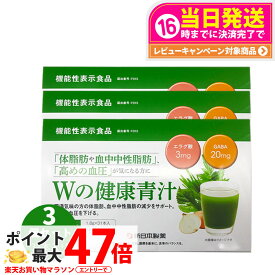 【賞味期限2027年・3個セット】Wの健康青汁 31本入り 新日本製薬 機能性表示食品 GABA エラグ酸 青汁 国産 粉末 送料無料