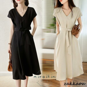 ワンピース レディース 半袖 ロング丈 綿 コットン 30代 40代 50代 春 夏 シンプル 通勤 ポケット ハイウエスト 着やせ 可愛い 快適 おしゃれ 大人