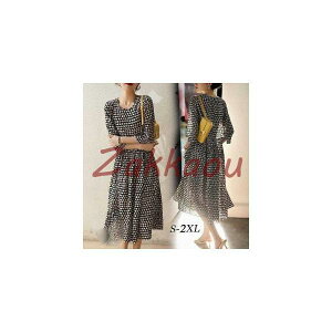 ワンピース レディース 春 夏 ロングワンピース 黒スカート ドット柄 マキシ丈 通勤着 可愛い ゆったり 体型カバー 着痩せ 30代 40代 50代 ゆったり 結婚式