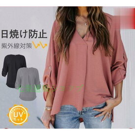 ブラウス レディース 日焼けとめ チュニック トップス ワイシャツ ロングシャツ 体型カバー 長袖 夏 とろみ 通勤 着痩せ おしゃれ アウター