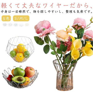 ステンレスバスケット 折りたたみ フルーツボウル ワイヤーバスケット 変化に富む収納かご 変形 ピクニックバスケット フルーツバスケット 金属 変形