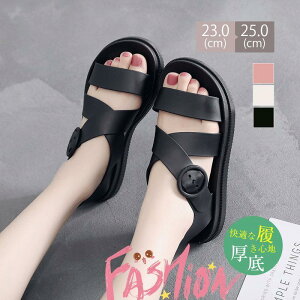 サンダル レディース サマーサンダル 軽量 厚底 柔らかい 無地 スポーツサンダル 通気性 韓国風 カジュアル 歩きやすい かわいい