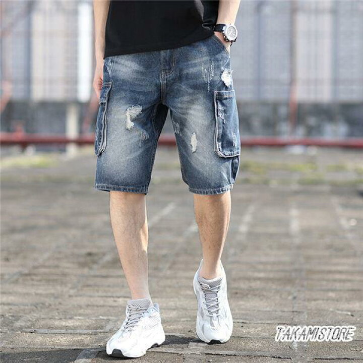 楽天市場】ショートパンツ メンズ デニム ハーフパンツ 短パン 