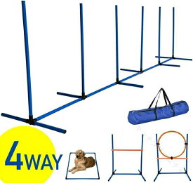 犬 アジリティ スラローム ハードル セット ドッグアジリティ ドッグアジリティスラローム アジリティ用具 ドッグ 障害物 ジャンプ バー ドッグラン 付き 収納バッグ トレーニング SHOP DAN