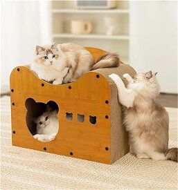 猫の爪とぎハウス 二層 クマ出入り口 猫 爪研ぎハウス 爪とぎ 可愛い 爪研ぎ 組み立て式 ウェーブタイプ 猫ベット 猫爪とぎ おもちゃ 玩具 キャットハウス 段ボール 爪とぎ兼ベッド ストレス解消 家具傷防止 都喜tokits