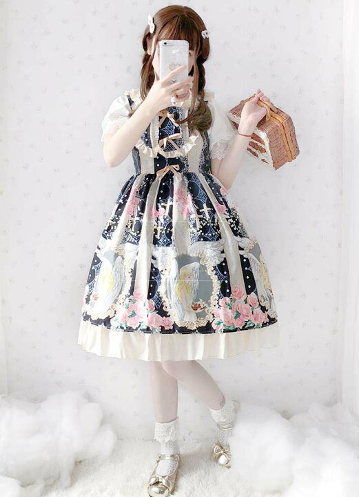 楽天市場 Lolita系 ワンピース ロリータ トップス 萌え レディース ゴスロリ ロリータファッション 変装 トップス 吊りスカート Tokiwa３３