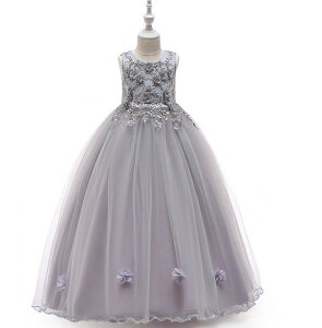 4color /120/130/140/150/160/170cm 子供服 女の子ワンピース ドレス カラードレス フラワーガール  丸首 花編 演出 お嫁さん/ピアノ 発表会・結婚式・七五三 出産祝い 記念日 撮影 ベビ