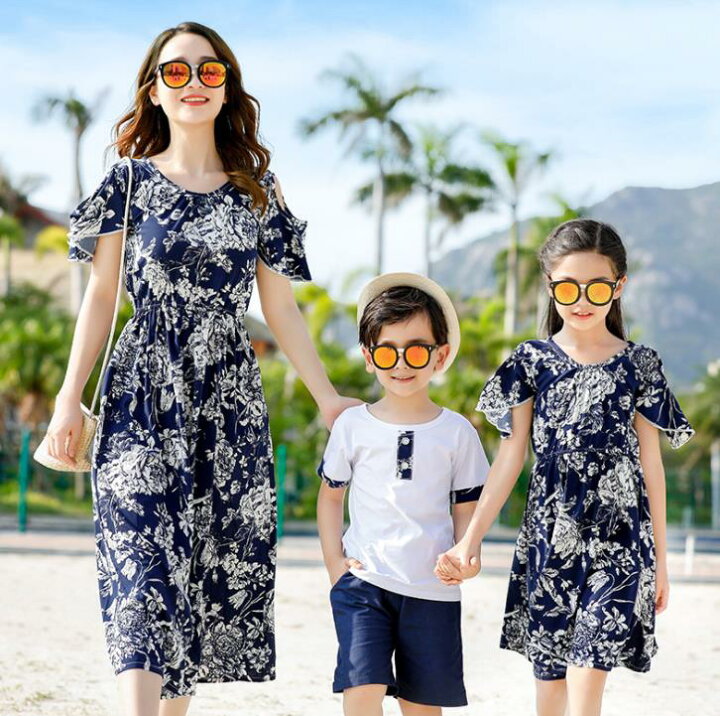 楽天市場 新入荷 親子ペア 親子お揃い ｔシャツ パンツ ワンピース サンドレス ガウチョパンツ カップル 中袖 ｔシャツ ユニセックス おそろい親子服 プレゼント 親子 兄弟 姉妹 大人用 子供 ギフト お揃い服 服 夏 旅行 海 メンズ レディース 花柄 Tokiwa３３