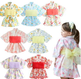 花柄/女の子/浴衣/キッズワンピース/上下セットベビー//子供服 ベビーフォーマル 　カバーオール 新生児 幼児 結婚式 七五三 卒園式 入園式 出産祝い　記念日　夏祭り 花火　撮影/カバーオール/ロンパースお盆 盆踊り/80/90/100/110/120/