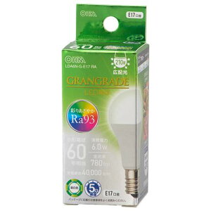 OHM �I�[���d�@�@LED�d�� ���`�iRa93/60�`����/�����F/780lm/6.0W/E17/�L�z��210°/���`���Ή�/�f�M�ގ{�H���Ή��j LDA6N-G-E17 RA