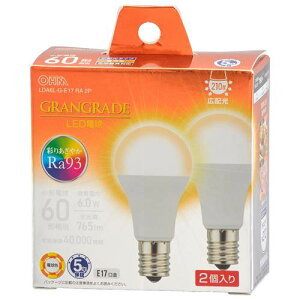 OHM �I�[���d�@�@LED�d�� ���`�iRa93/60�`����/�d���F/765lm/6.0W/E17/�L�z��210°/���`���Ή�/�f�M�ގ{�H���Ή�/2���j LDA6L-G-E17 RA 2P
