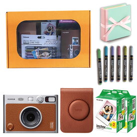 【ギフト チェキB】富士フィルム（フジフィルム）ハイブリッドインスタントカメラ　チェキEvo C ブラウン instax mini Evo C BR カメラケース付き ギフトBOXセット チェキフィルム付き