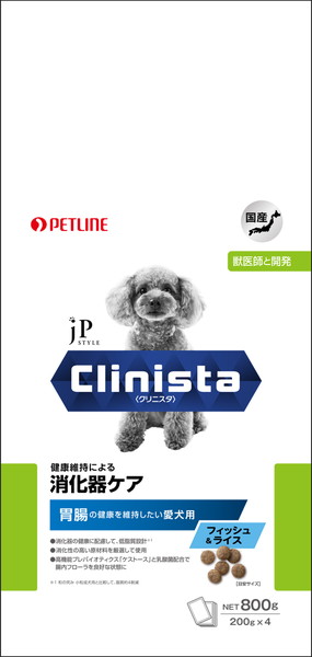 ジェーピースタイル Clinista 消化器ケア 胃腸の健康を維持したい愛犬用 フィッシュ＆ライス 800g