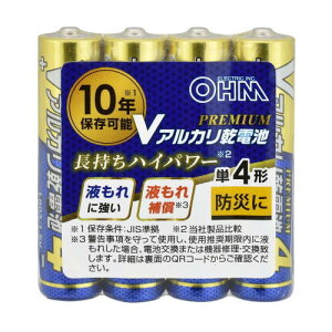 OHM�d�@ �A���J�����d�r V�V���[�Y PREMIUM �P4�`×4�{�p�b�N LR03VPS4P 10�N�ۑ� �h�Зp�i ���p ���~