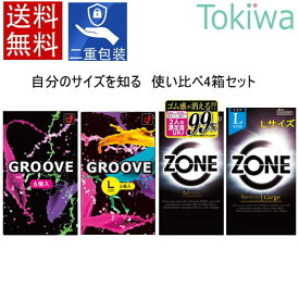 ＼マラソン限定クーポン配布中／コンドーム condom ZONE 6個入+ZONE Lサイズ 6個入＋GROOVE(グルーヴ)6個入り ＋ GROOVE(グルーヴ) Lサイズ 6コ入り 自分のサイズを知るセット okamoto グルーブ こんどーむ 二重梱包 アソートゼリー付