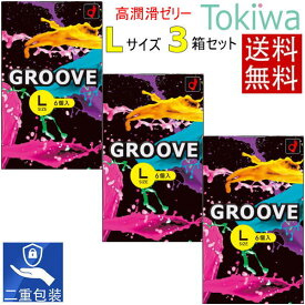 ＼マラソン限定クーポン配布中／コンドーム condom GROOVE(グルーヴ) Lサイズ 6コ入り×3箱 オカモト okamoto グルーブ メール便送料無料 こんどーむ 二重梱包 密着ゼリー アソートゼリー付
