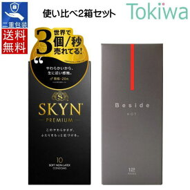 ＼新春初売りセール／コンドーム こんどーむ (使い比べ2箱組) SKYN オリジナル アイアール 10コ入 ＋ Beside ビサイド ホット 12個入り入り 定形外郵便 送料無料 避妊具 condom 不二ラテックス アソートゼリー付【NY】