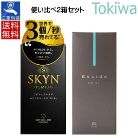 ＼新春初売りセール／コンドーム こんどーむ (使い比べ2箱組) SKYN オリジナル アイアール 10コ入 ＋ Beside ビサイドモイスト12個入り入り 定形外郵便 送料無料 避妊具 condom 不二ラテックス アソートゼリー付【NY】