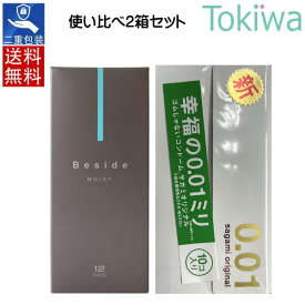 ＼マラソン限定クーポン配布中／コンドーム こんどーむ 【使い比べ2箱セット】サガミオリジナル001 10コ入 ゼロゼロワン ＋ Beside ビサイド モイスト 12個入り 定形外郵便 送料無料 避妊具 condom sagami original 不二ラテックス アソートゼリー付
