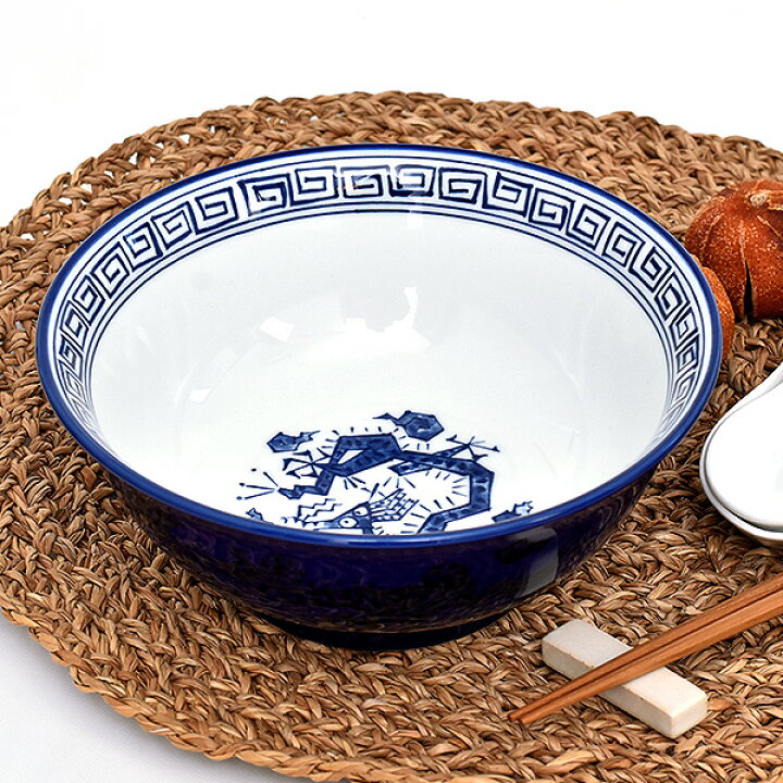 楽天市場】龍柄 彩龍青 6.3高台丼 約18.5cm 青系 中華食器・アジアン 