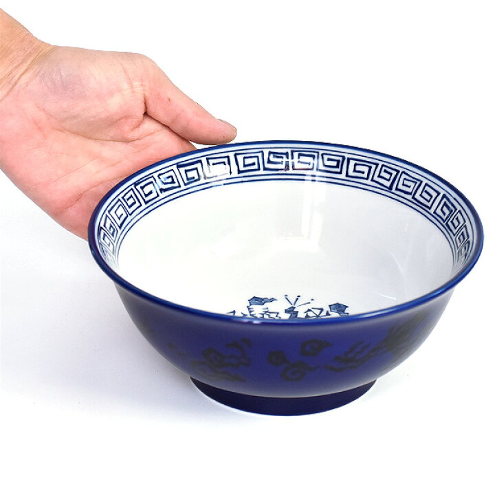 楽天市場】龍柄 彩龍青 6.3高台丼 約18.5cm 青系 中華食器・アジアン 