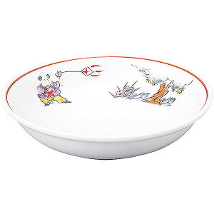 色絵唐子 14cm深皿 約14.2cm 白系 中華食器・アジアン食器 取皿 日本製 業務用 小皿 プレート 取り皿 取皿 取り分け皿 中華料理 rs/ 63-11-230-19