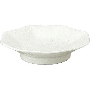 和風中華 粉引 八角高台19cm皿 約18.8cm 白系 中華食器・アジアン食器 チャーハン皿 日本製 業務用 rs/ 63-11-212-13