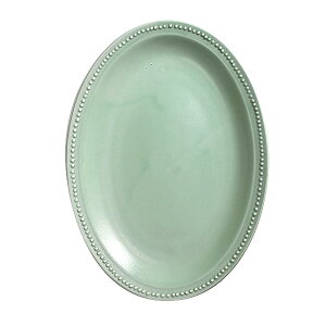 グルメスタイル グリーンリムドット24オーバル 約24.2cm 緑系 洋食器 変形プレート 15cm〜25cm 日本製 美濃焼 業務用 おしゃれ g-1932-06-sp02