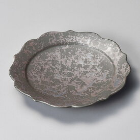 グルメスタイル いぶし銀タタキ桔梗丸皿 約18.5cm 黒系 和食器 丸中皿 日本製 美濃焼 業務用 31-31903-011-sp02