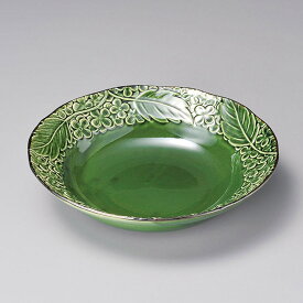 グルメスタイル グリーン花パスタ 約24.5cm 緑系 和食器 めん皿・パスタ皿・カレー皿 日本製 美濃焼 業務用 31-66501-401-sp02