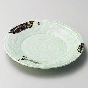 飛び青磁石目6.3皿 約19.5cm 青系 和食器 丸中皿 日本製 業務用 28-208-078-mi