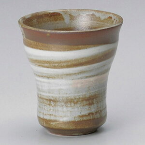 白刷毛目波カップ 約280cc 白系 茶系 和食器 フリーカップ 日本製 美濃焼 業務用 タンブラー コップ カップ 焼酎グラス アイスコーヒー 酒器 湯呑み 湯のみ おしゃれ酒器 28-276-208-ka