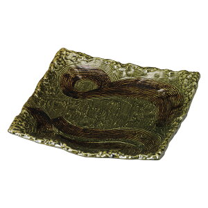 織部四足 正角皿 10号 約31cm 緑系 和食器 角大皿 日本製 萬古焼 万古焼 業務用 四角皿 角皿 大皿 プレート 旅館 飲食店 盛皿 刺身 オードブル プレート 盛り合わせ フライ 和食屋 レストラン 28-