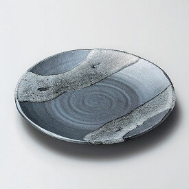 天目白流波型7.0皿 約21.5cm グレー系 和食器 丸中皿 日本製 業務用 28-212-098-tu
