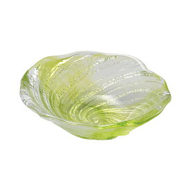 荒波グリーン小判豆鉢 ガラス 約9.8cm 緑系 和食器 小付 業務用 28-076-118-ha