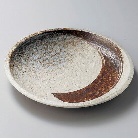 志野サビ刷毛括り手8.0皿 約24.9cm 茶系 和食器 丸中皿 日本製 業務用 28-208-158-ha