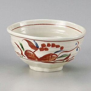 赤絵万暦変型丼 大 約17cm 白系 和食器 多用丼 日本製 美濃焼 業務用 丼ぶり 丼 どんぶり 小さめ うどん 蕎麦 ミニ丼 モダン おしゃれ 和風 小丼 飯丼 28-330-168-ne