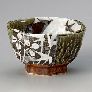 織部草花50六角丼 約16.2cm 緑系 和食器 多用丼 日本製 美濃焼 業務用 丼ぶり 丼 どんぶり 小さめ うどん 蕎麦 ミニ丼 モダン おしゃれ 和風 小丼 飯丼 28-331-188-mi
